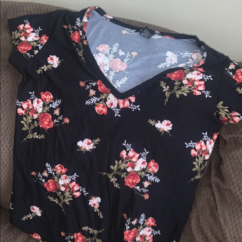 floral black soft shirt